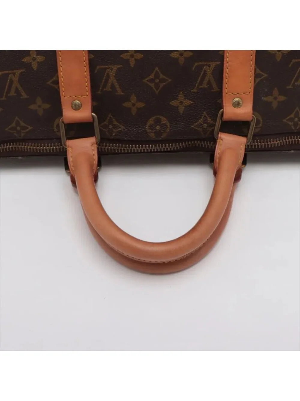 Louis Vuitton Monogram Keepall 50 Leather Boston Bag Tote Carry